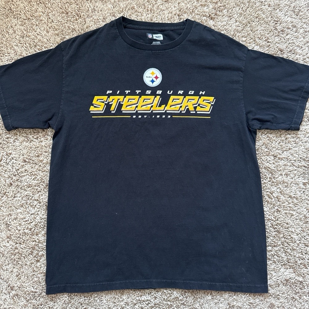 Vintage Pittsburgh Steelers Spellout Graphic Tee Size Large NFL Football Y2K VTG